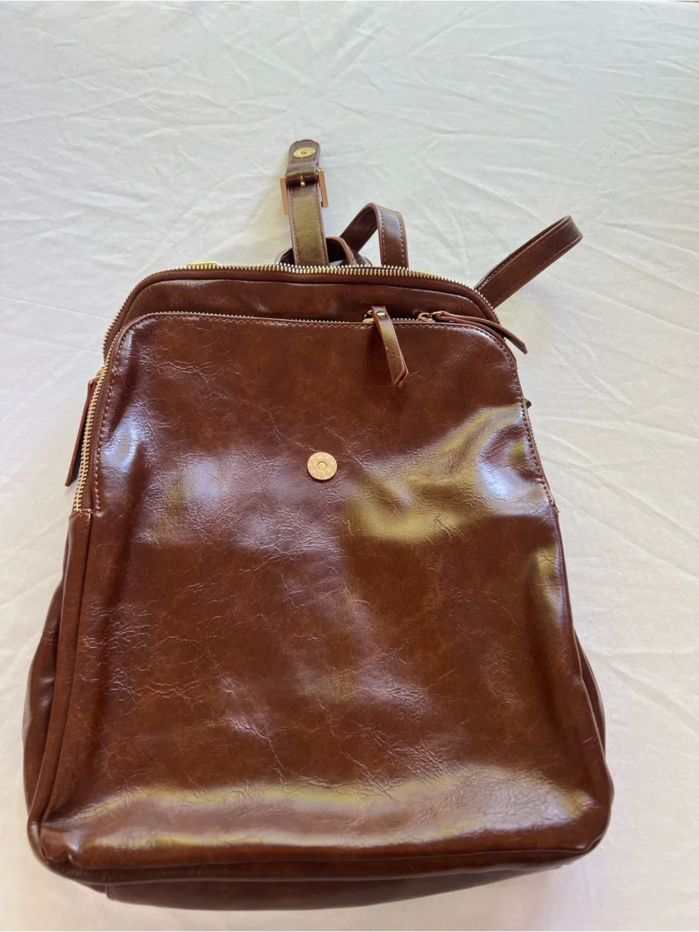 Antik Kraft Yara Vegan Leather Backpack Convertible to Crossbody Dark Brown